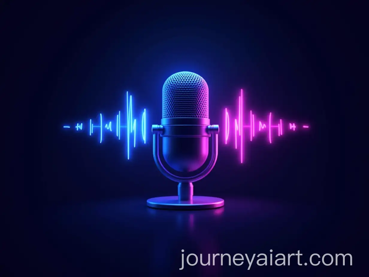 Dynamic-Podcast-Microphone-with-Neon-Soundwaves
