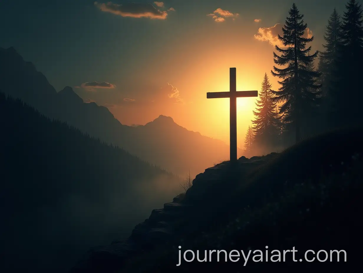Illuminated-Cross-Guiding-Three-Souls-in-a-Dark-Forest