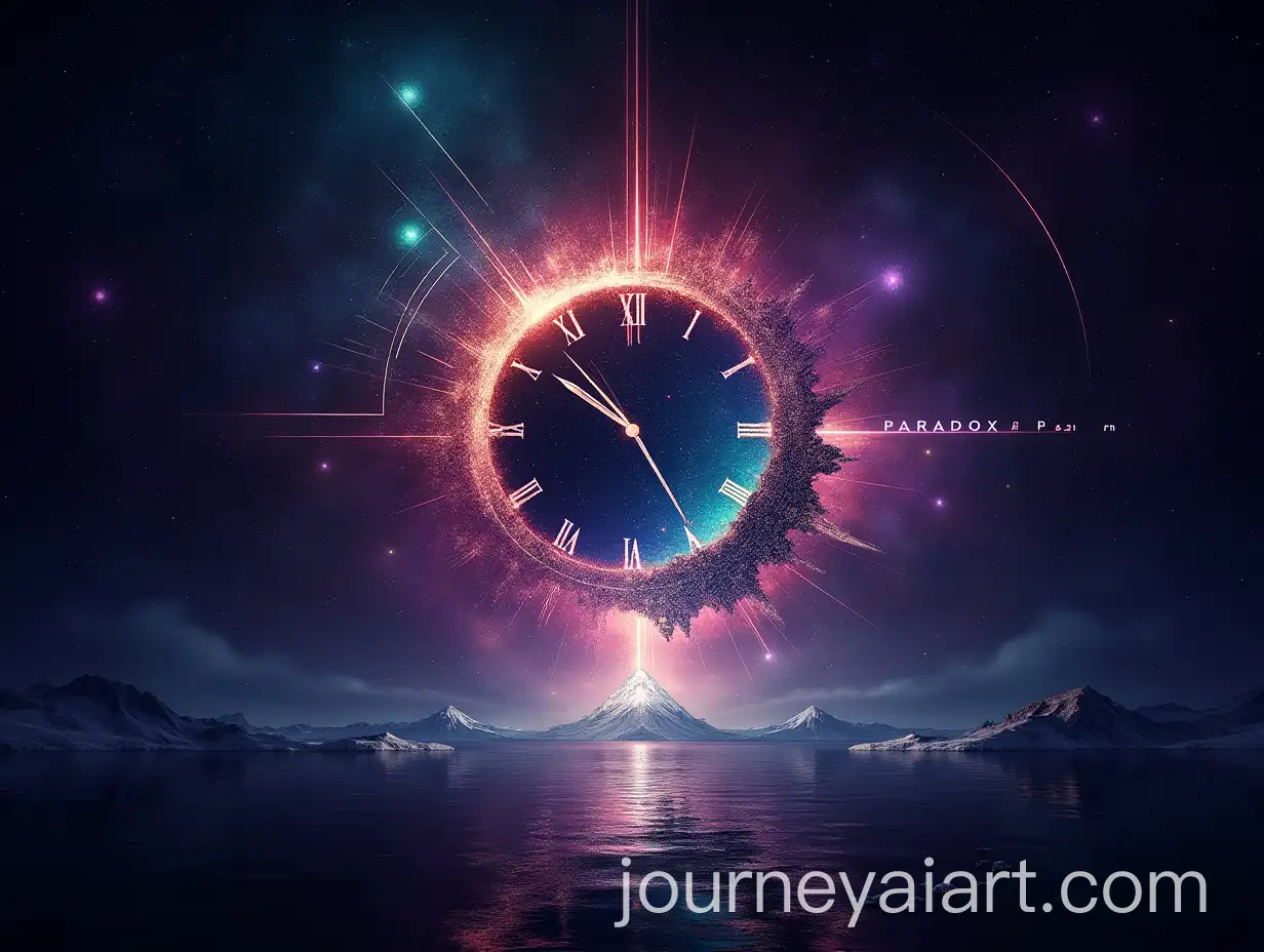 Cosmic-Album-Cover-for-Paradox-of-Clock-and-Pen-Featuring-Surreal-Psytrance-Elements