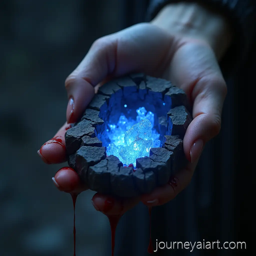 Dark-Fantasy-Female-Hand-Holding-Shattered-Claw-Amulet-with-Glowing-Crystalline-Core