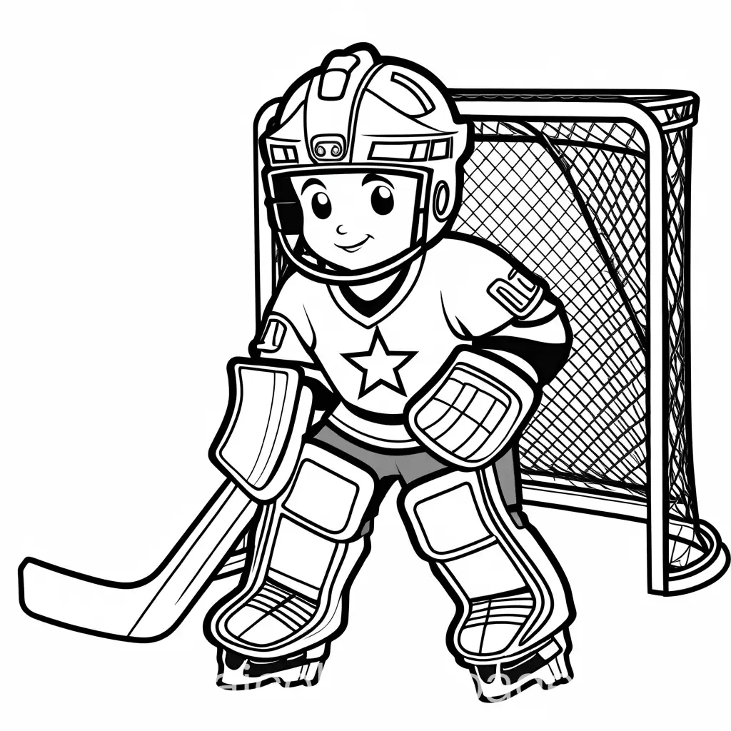 Kid-Hockey-Goalkeeper-Coloring-Page-Simple-Lines-Safety-Gear