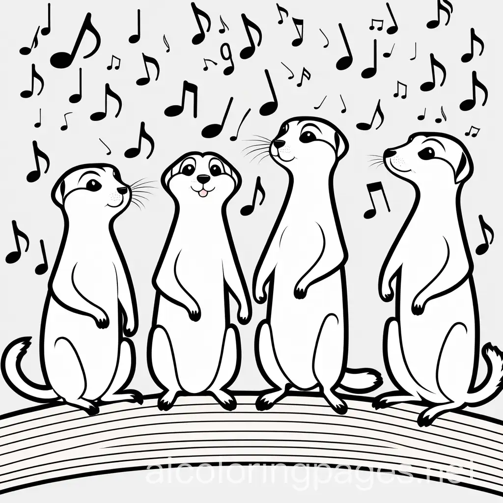 Meerkats-Singing-with-Music-Notes-Simple-Coloring-Page-for-Kids