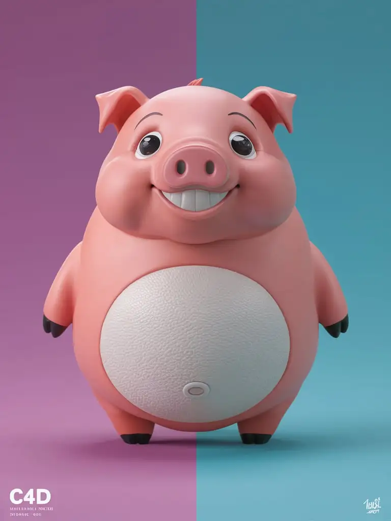 Adorable Fat Pig Toy with Round Features and Bright Colors