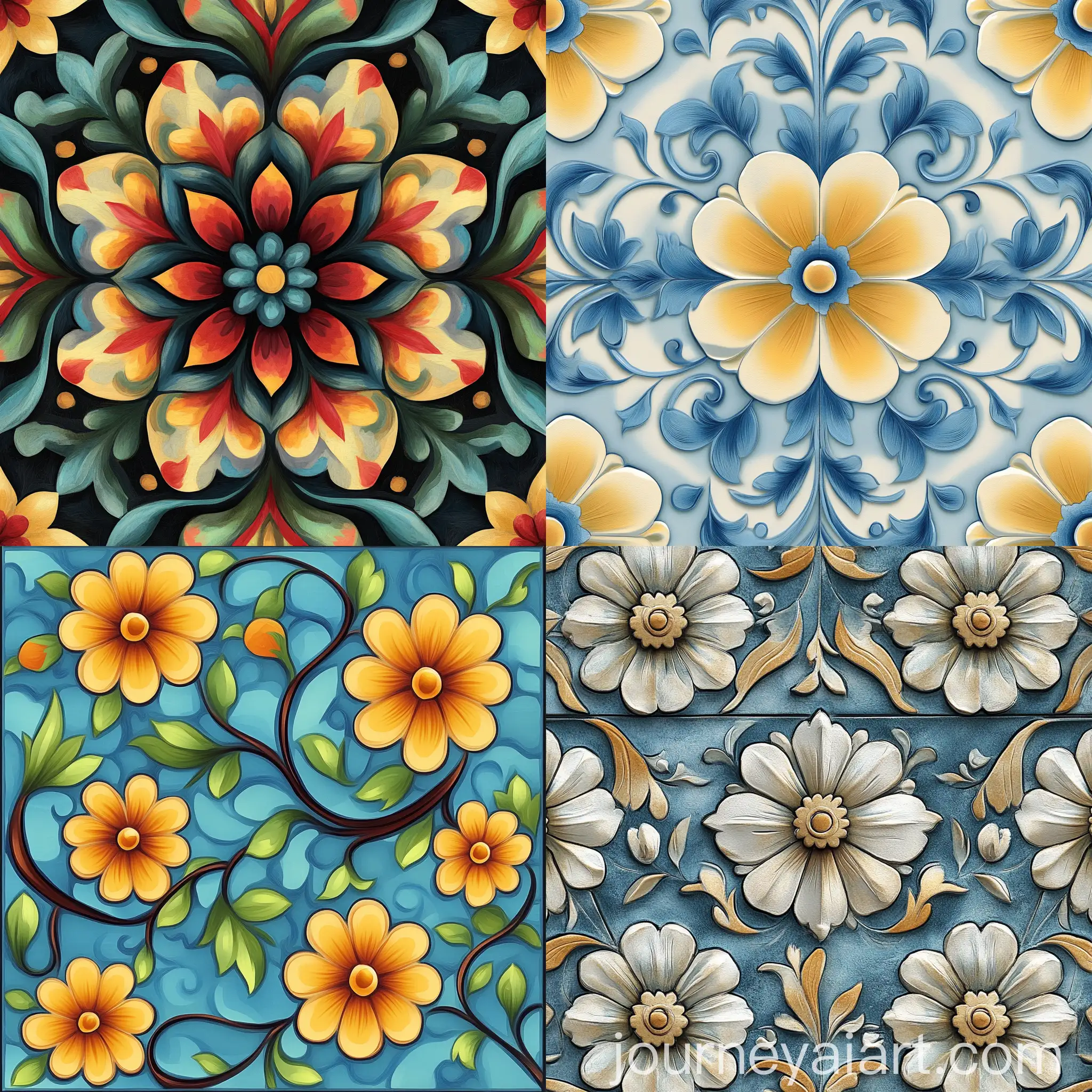 Seamless-Flower-Tile-Pattern-with-Vibrant-Colors