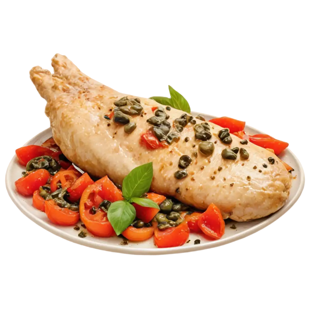 Roasted-Chicken-Fillet-with-Tomatoes-and-Capers-PNG-Delicious-Culinary-Art