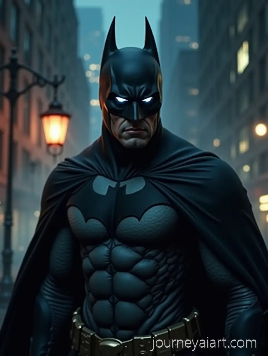 GlowingEyed-Batman-Standing-in-Dark-Cityscape-with-Lantern-and-Smoke-Effects
