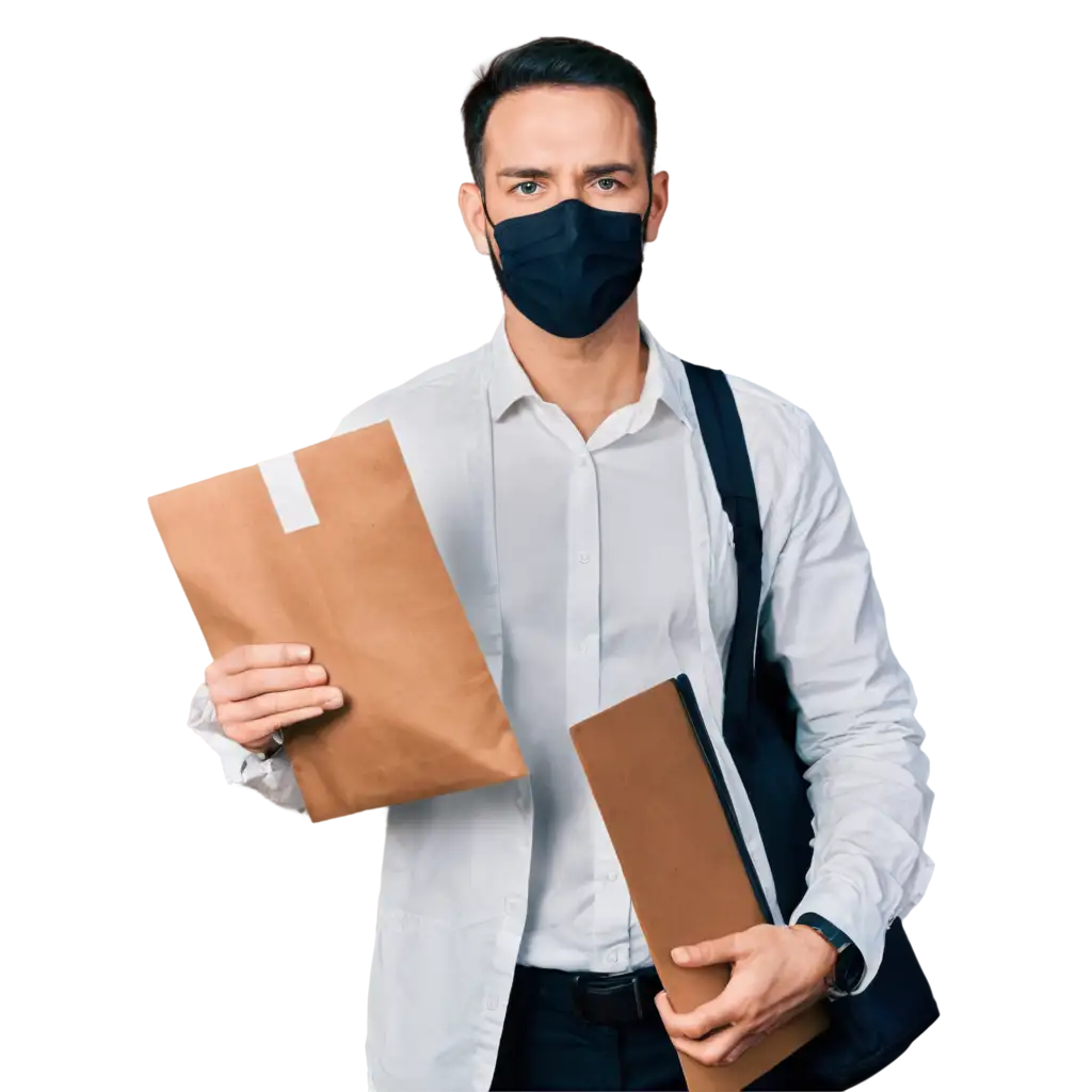 Sad-Man-with-Mask-Holding-Job-Application-Envelope-HighQuality-PNG-Image