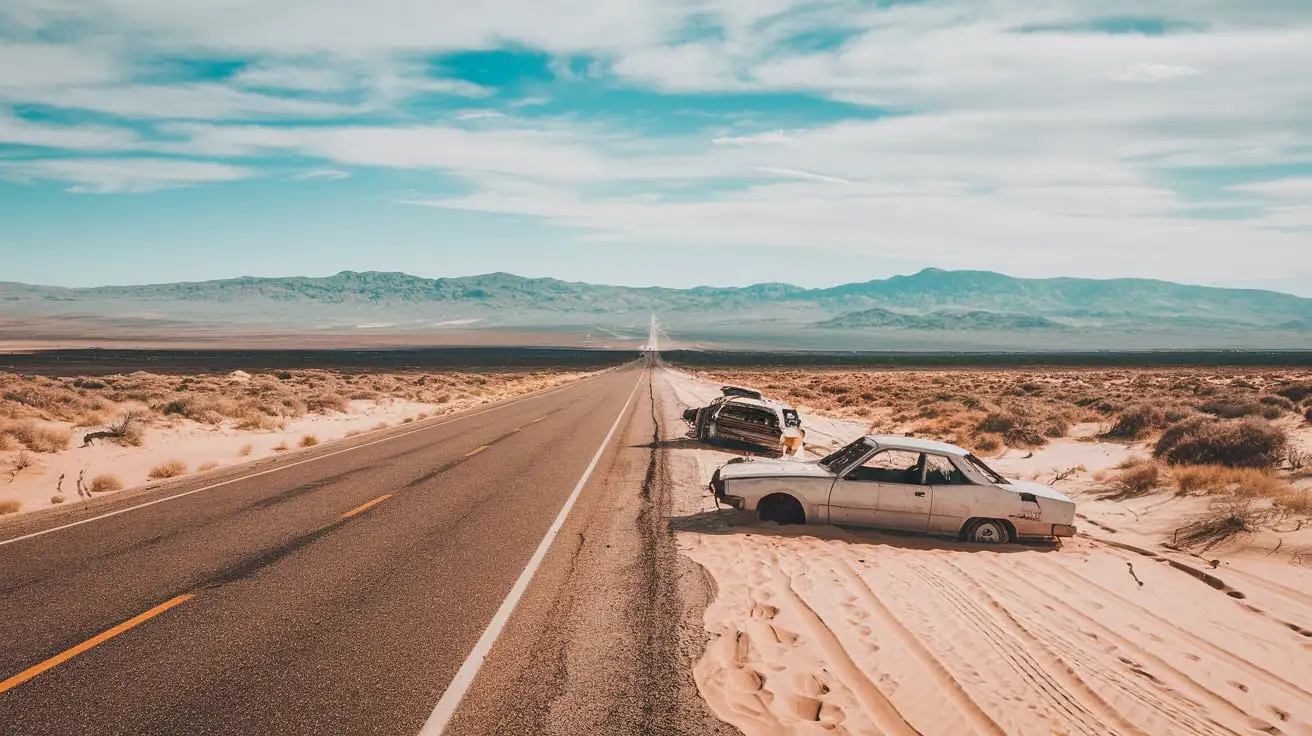 Desert Road Journey in Daylight