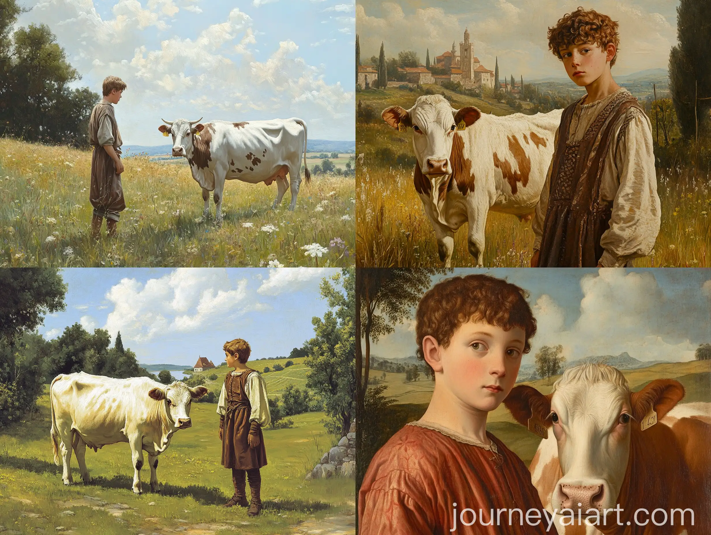 Young-Man-with-Cow-in-Meadow-Renaissance-Style