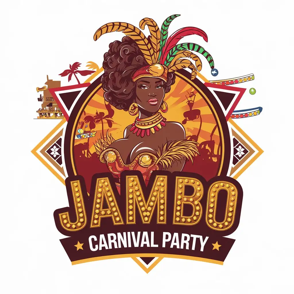 LOGO Design for JAMBO CARNIVAL PARTY African Woman Carnival Rio de Janeiro Theme