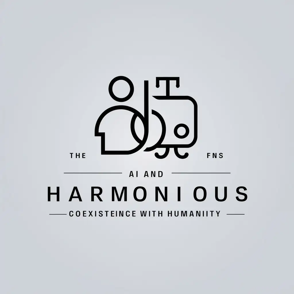 a logo design,with the text "AI and harmonious coexistence with humanity", main symbol:Machine, human,Minimalistic,be used in Internet industry,clear background