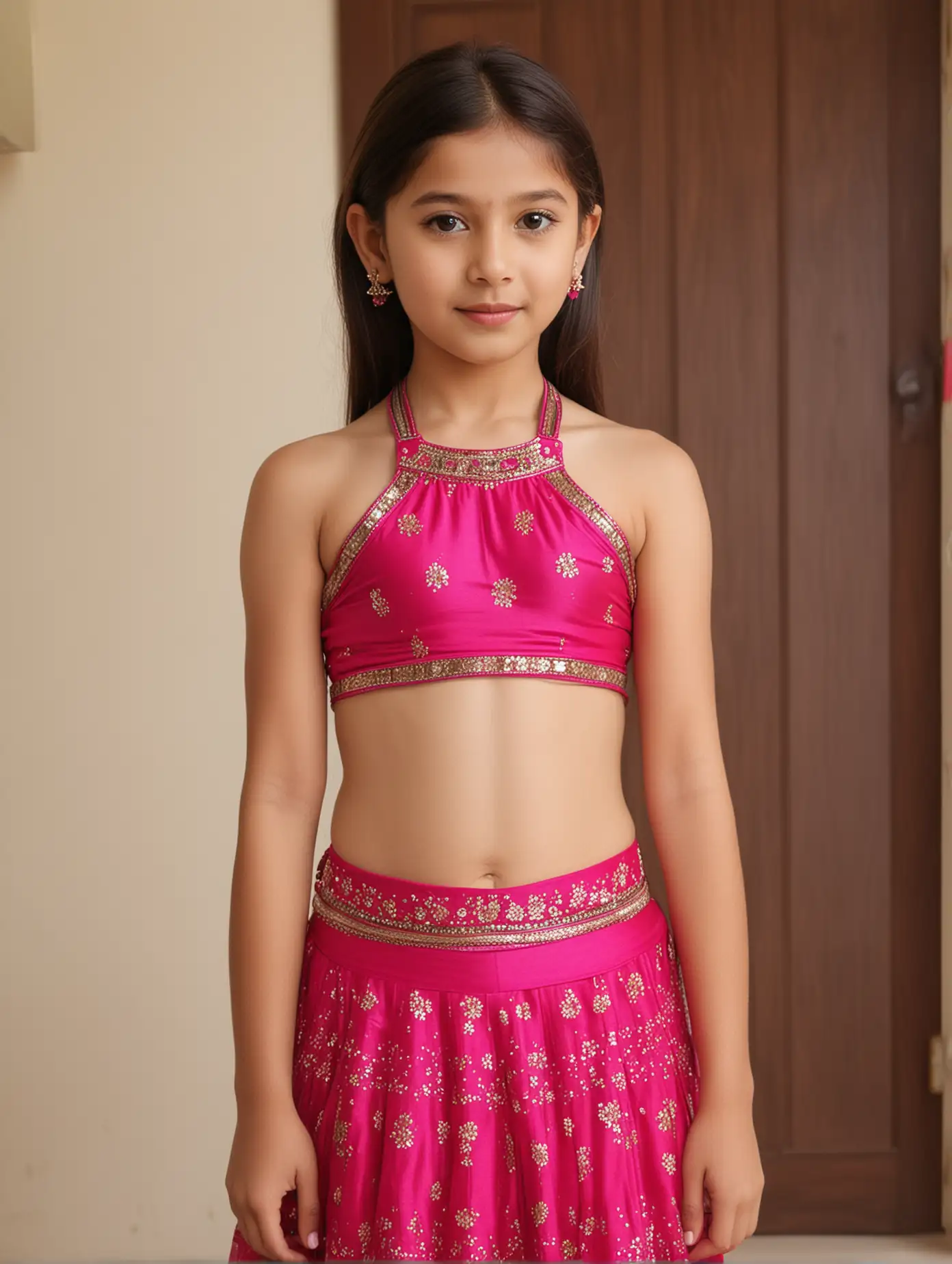 Beautiful-10YearOld-Girl-in-Fuchsia-Choli-and-Lehenga-Inside-a-Bright-Home