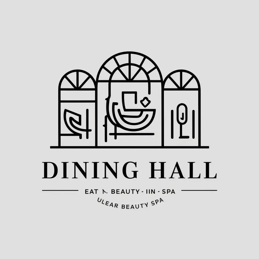 a vector logo design,with the text "Dining Hall", main symbol:eat, leisure, black,Moderate,be used in Beauty Spa industry,clear background