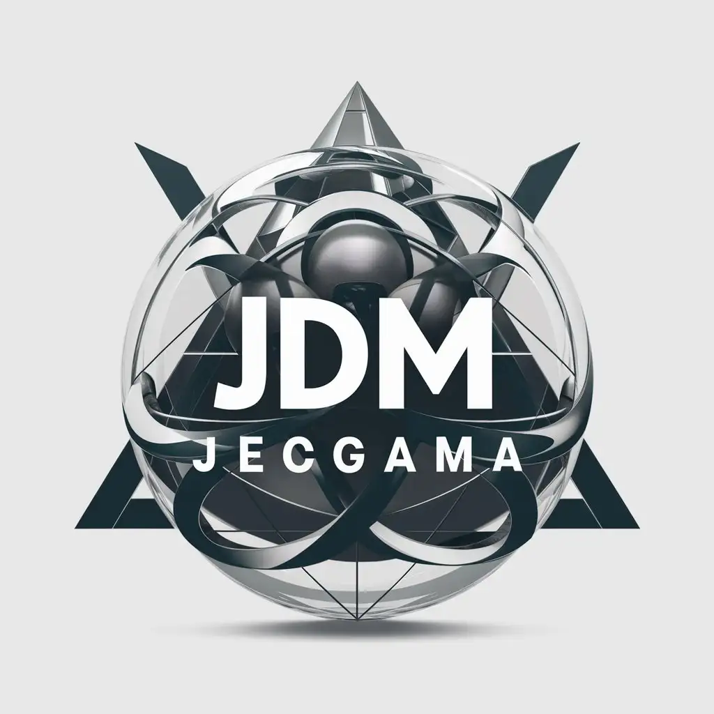 LOGO Design for JDM Modern Sphere and Pyramid Symbol on White Background