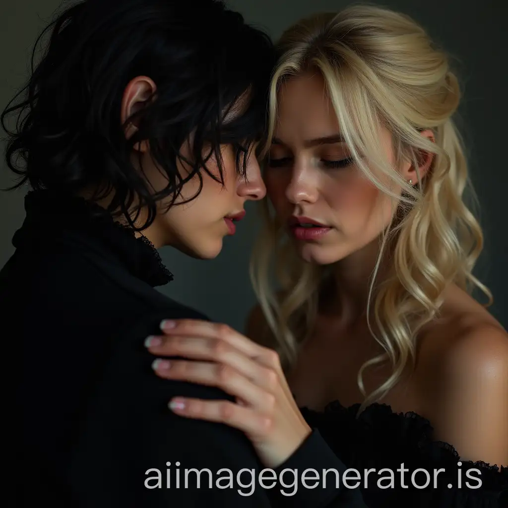 Blonde-Girl-Holding-Hands-with-a-Mysterious-BlackHaired-Vampire