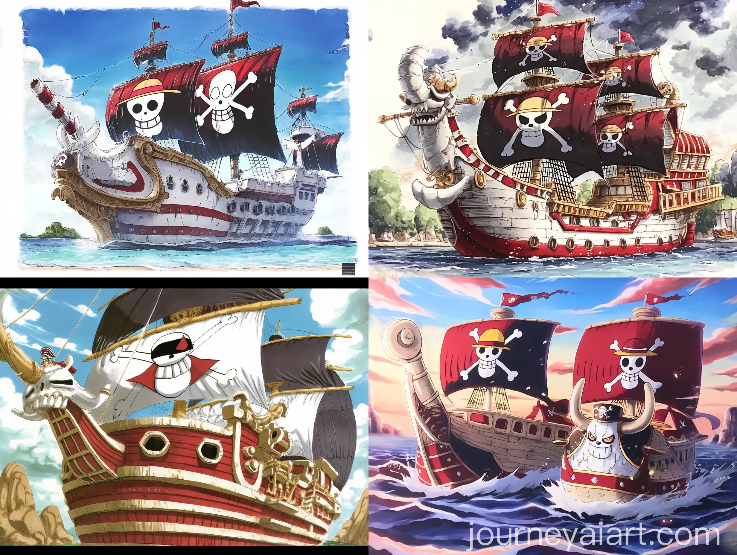 Pirate-Ship-with-Bulls-Head-in-Vibrant-Copic-Manga-Style