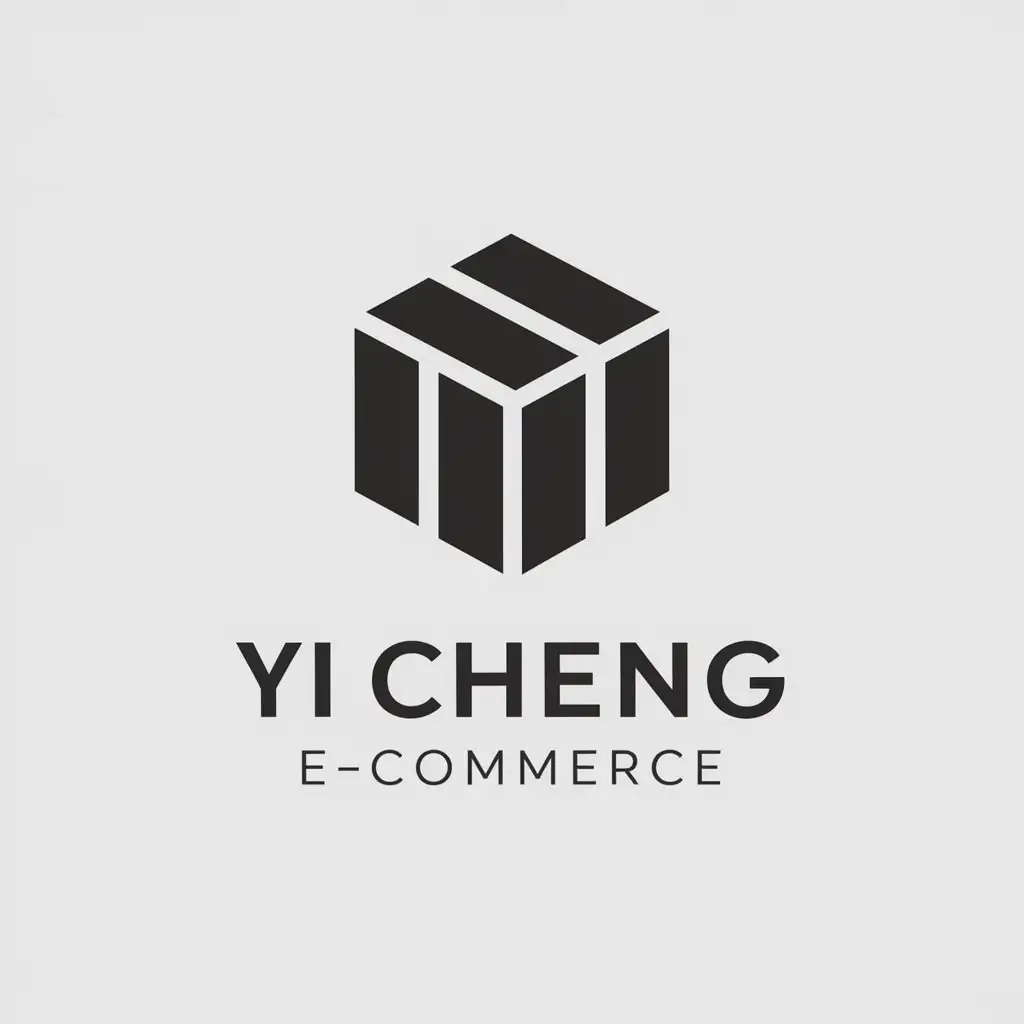 a vector logo design,with the text "Yi Cheng E-commerce", main symbol:block,Minimalistic,be used in Internet industry,clear background