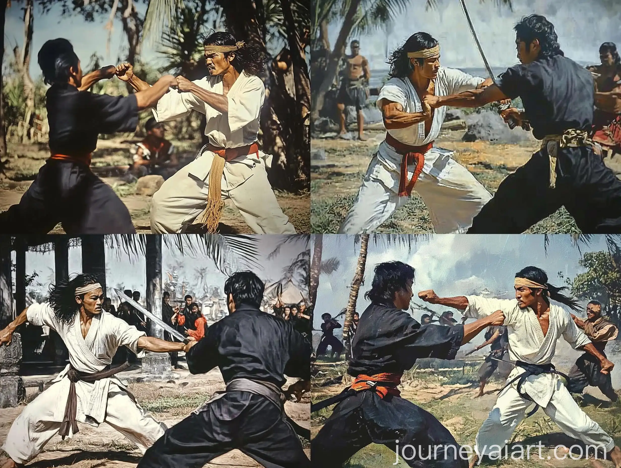 Indonesian-Male-Warriors-Practicing-Martial-Arts