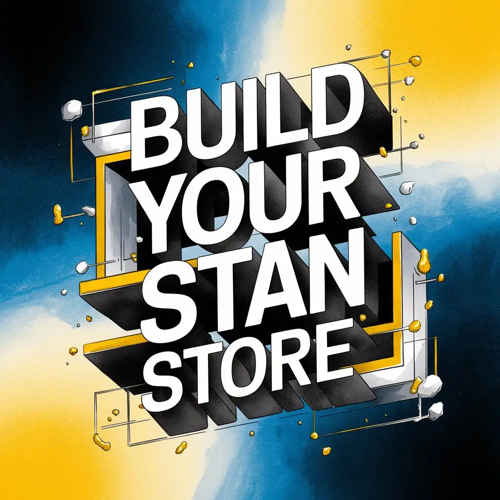 Abstract Watercolor Image in Black White and Gold with Build Your Stan Store