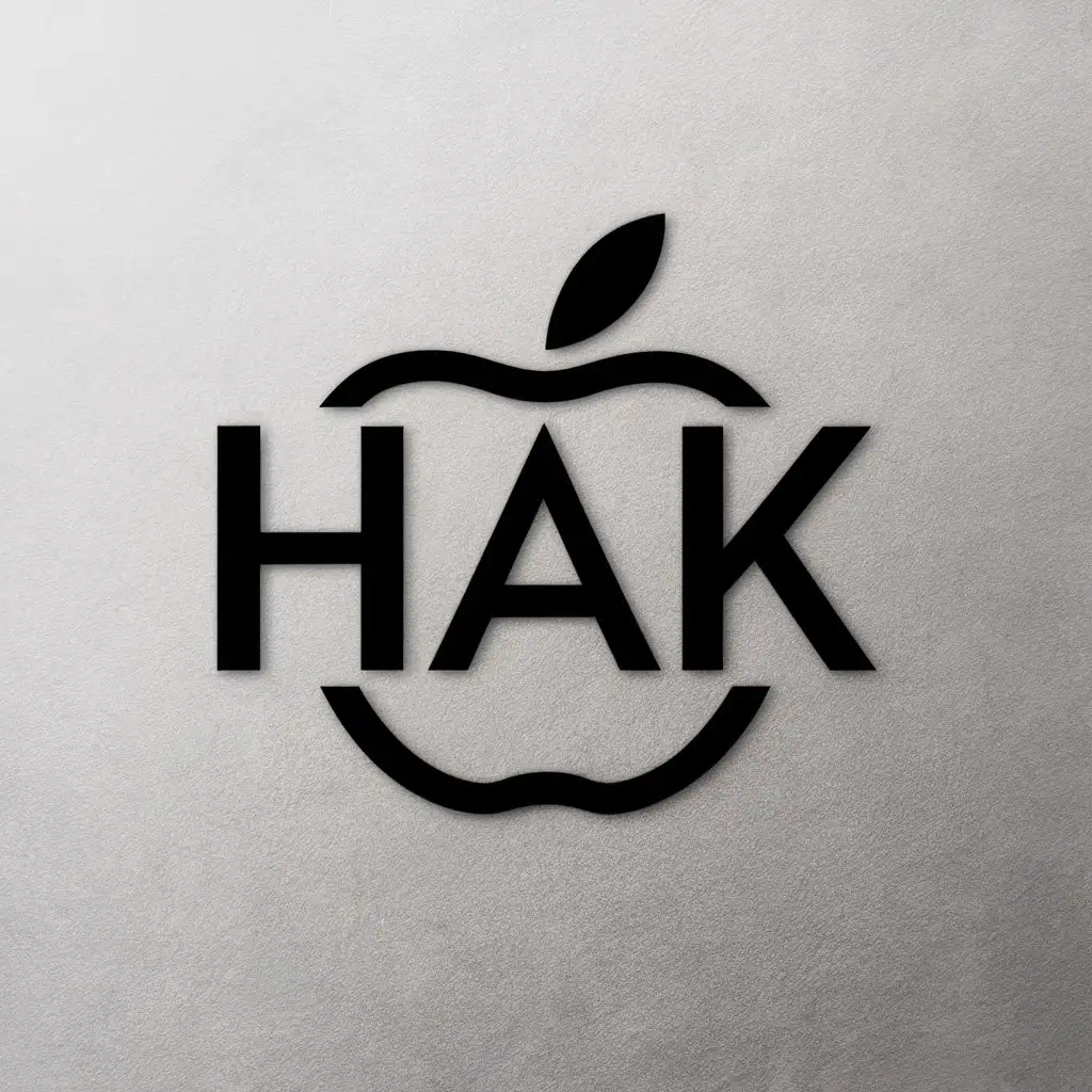 a vector logo design,with the text "hak", main symbol:Apple,Moderate,be used in Internet industry,clear background