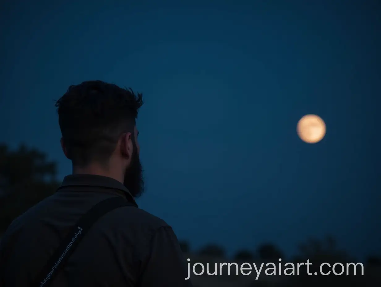 Man-Contemplating-the-Moon-on-a-Clear-Night