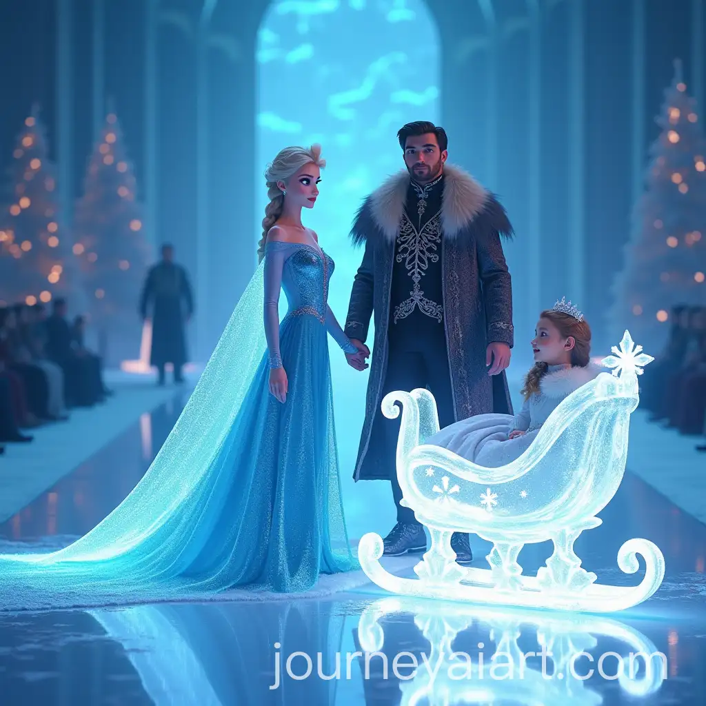 Family-Walking-on-a-Glamorous-Icy-Runway-in-Winter-Fantasy-Fashion-Show