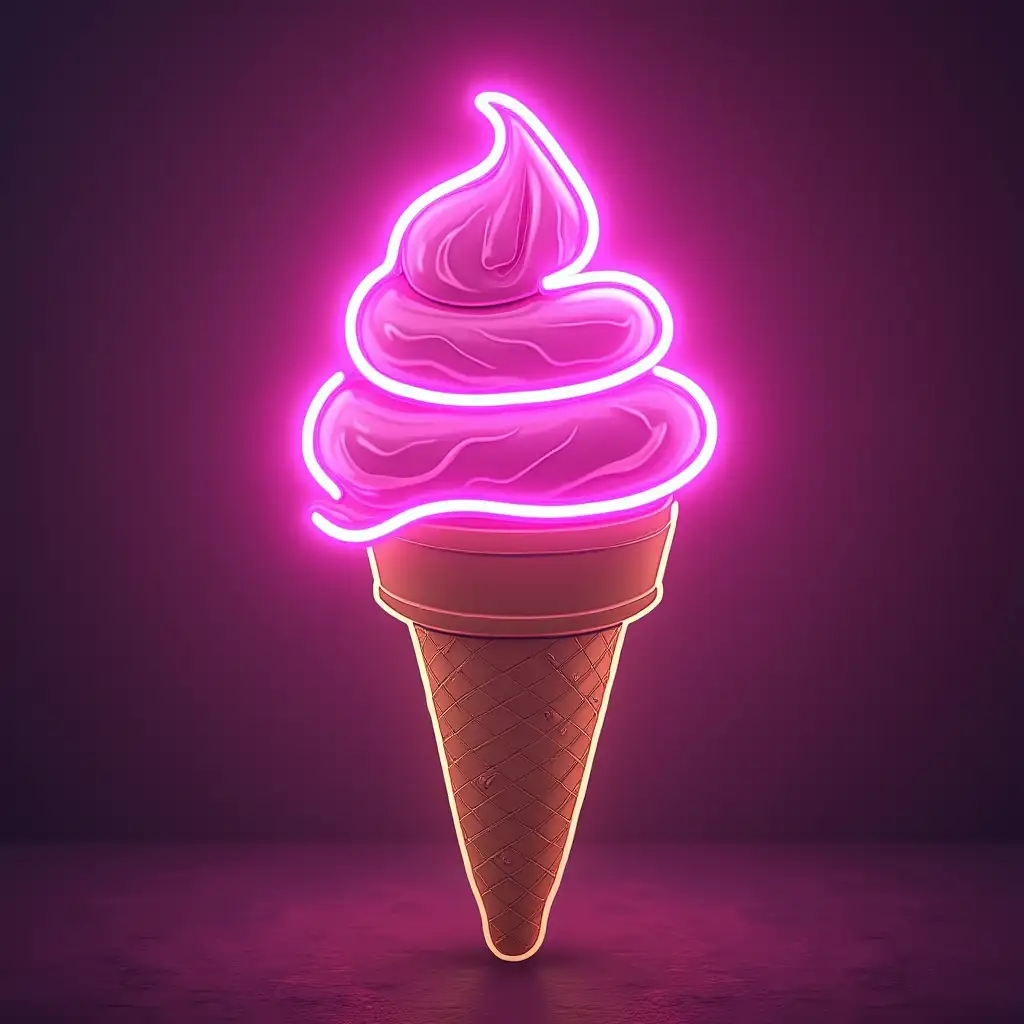 1. Background: ice cream cone 2. Neon sign: Bubblegum