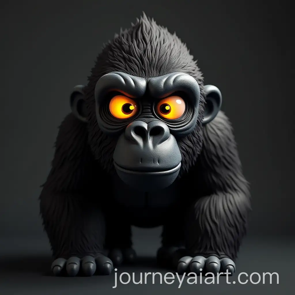Collectable-Gorilla-with-X-and-O-Eyes-Black-Statue-Art