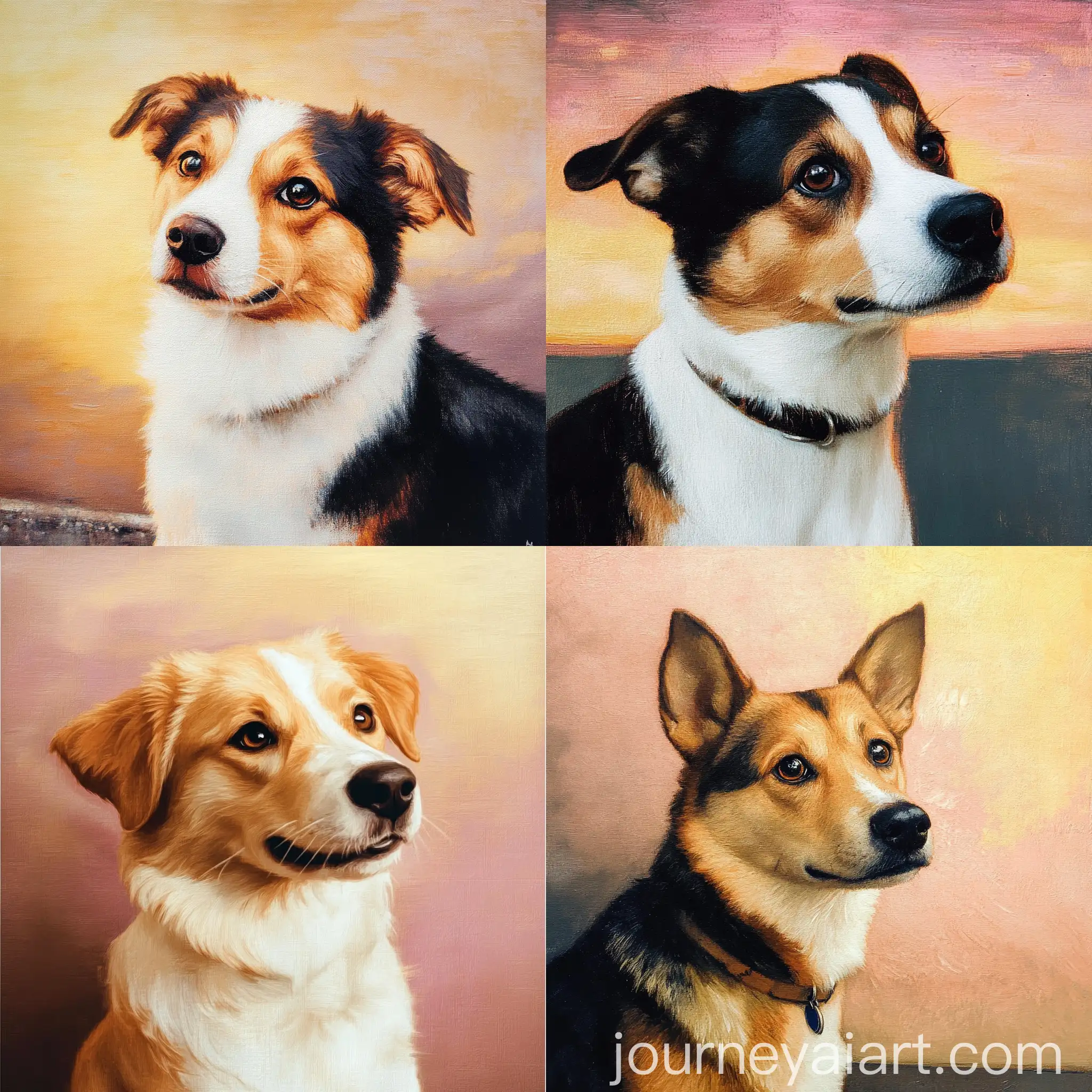 Oil-Portrait-of-a-Dog-at-a-PinkYellow-Sunset