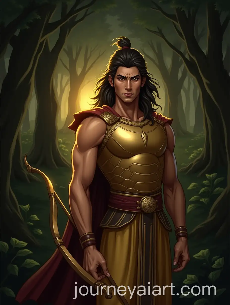 Arjuna-in-Contemplation-Amidst-the-Forest-at-Sunset