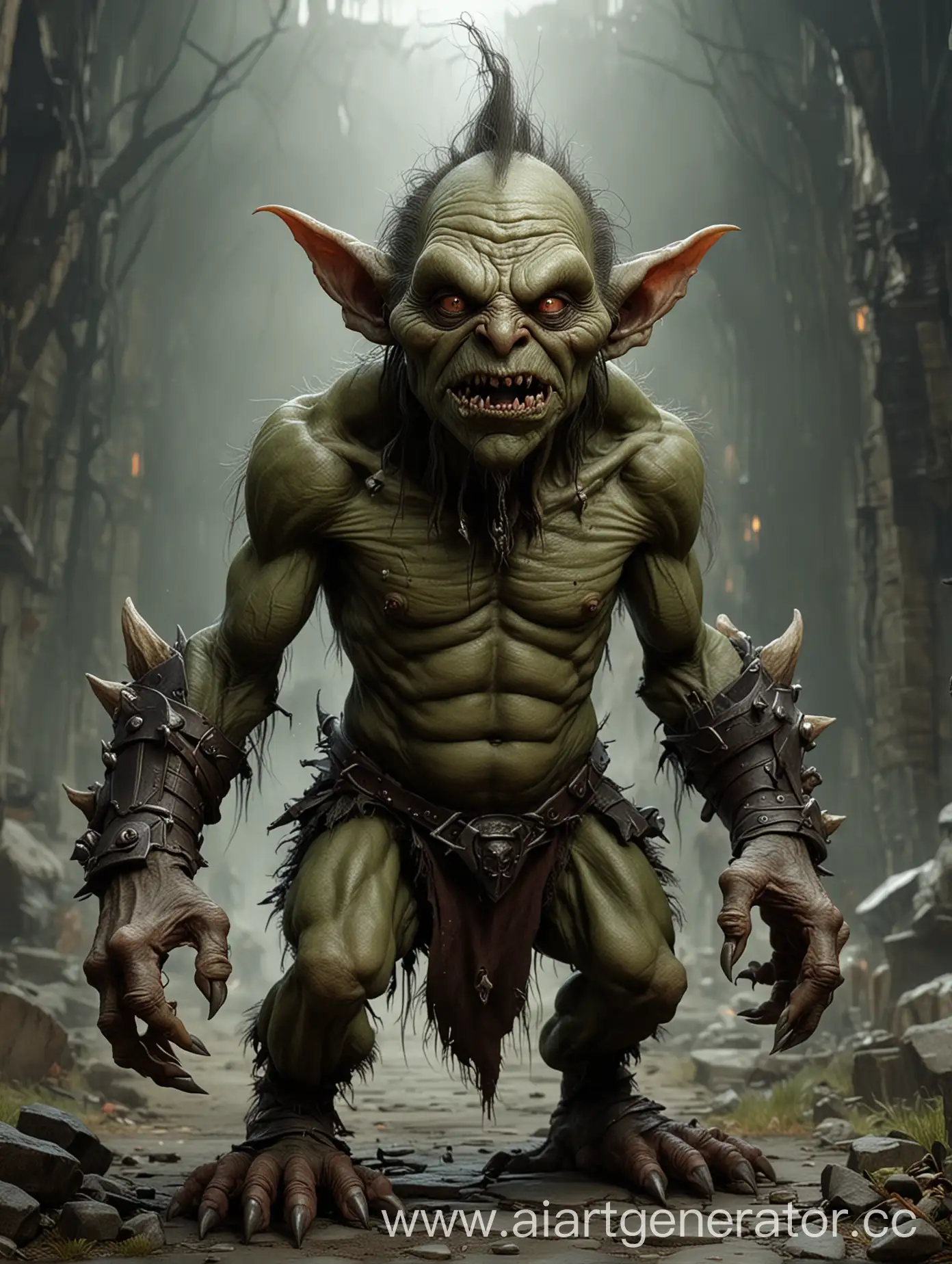 Menacing-Huge-Evil-Goblin-with-Dark-Forest-Background