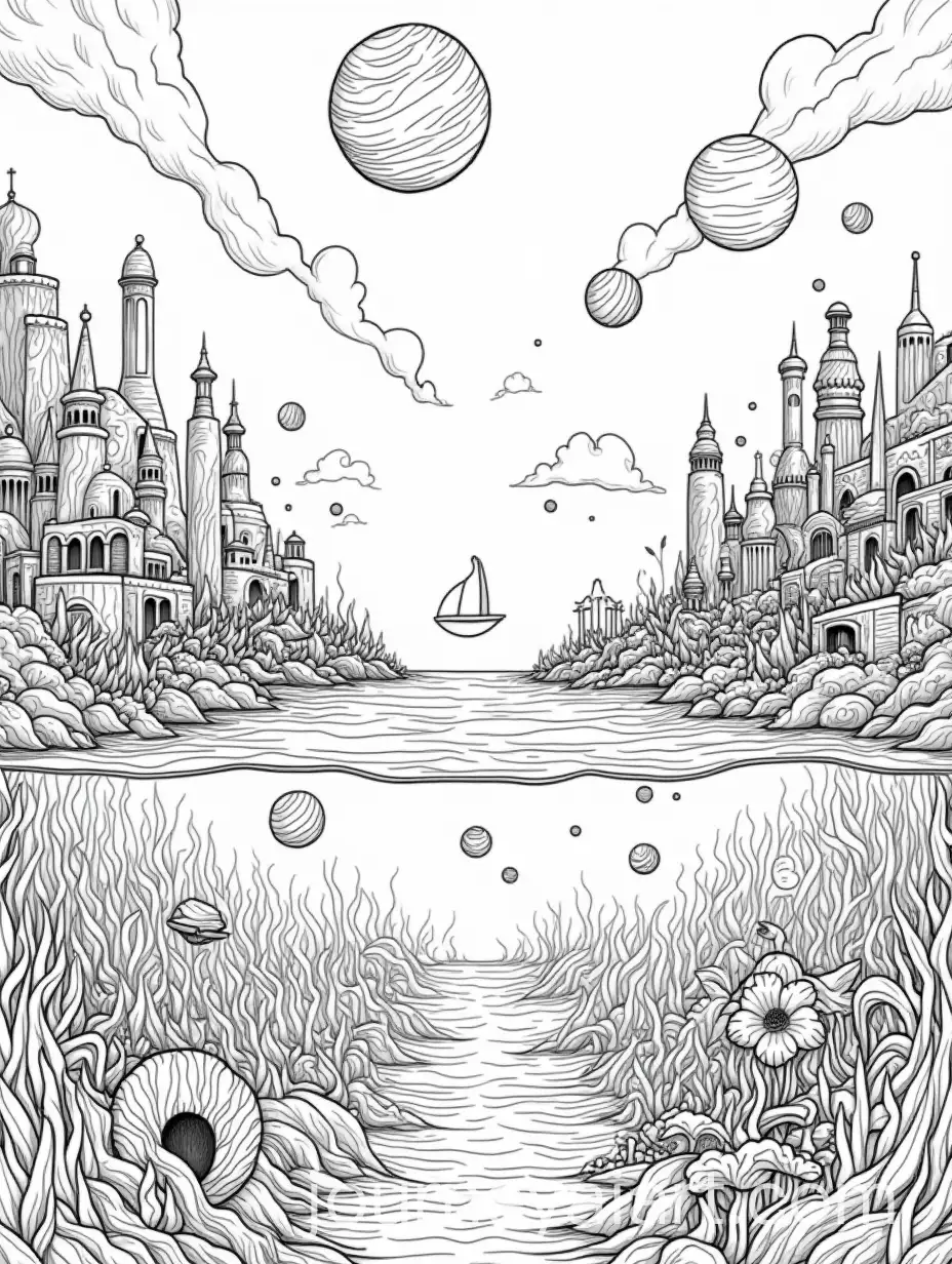 Underwater-Alien-City-on-an-Oceanic-Planet-with-Whimsical-Buildings-and-Moving-Flora