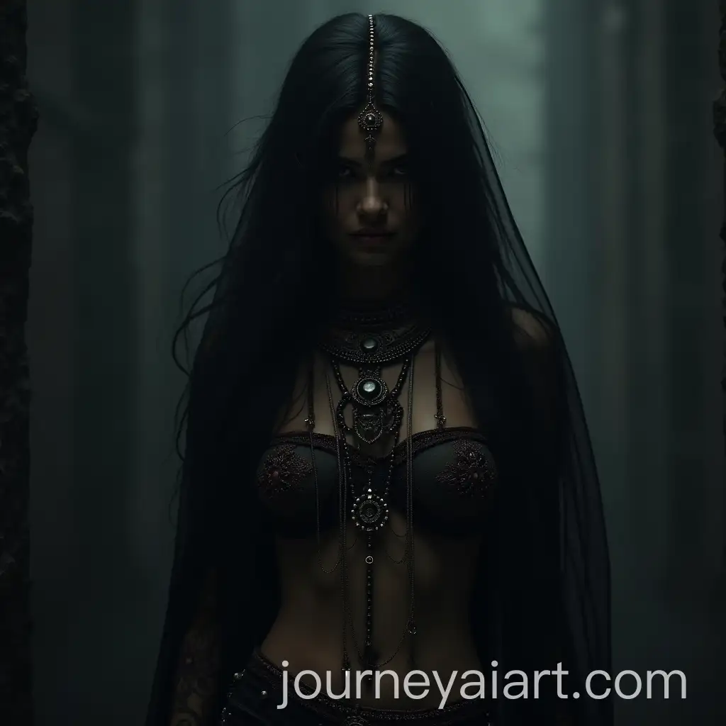 Mystical-Female-Figure-in-Ornate-Indian-Jewelry-and-Veil