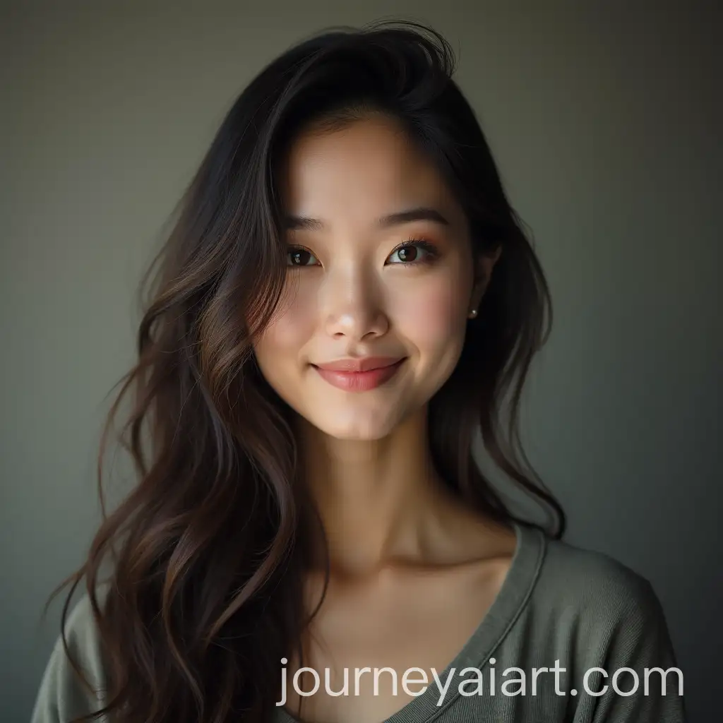 Portrait-of-a-Chinese-Woman-with-Wide-Face-Looking-Directly-at-Camera