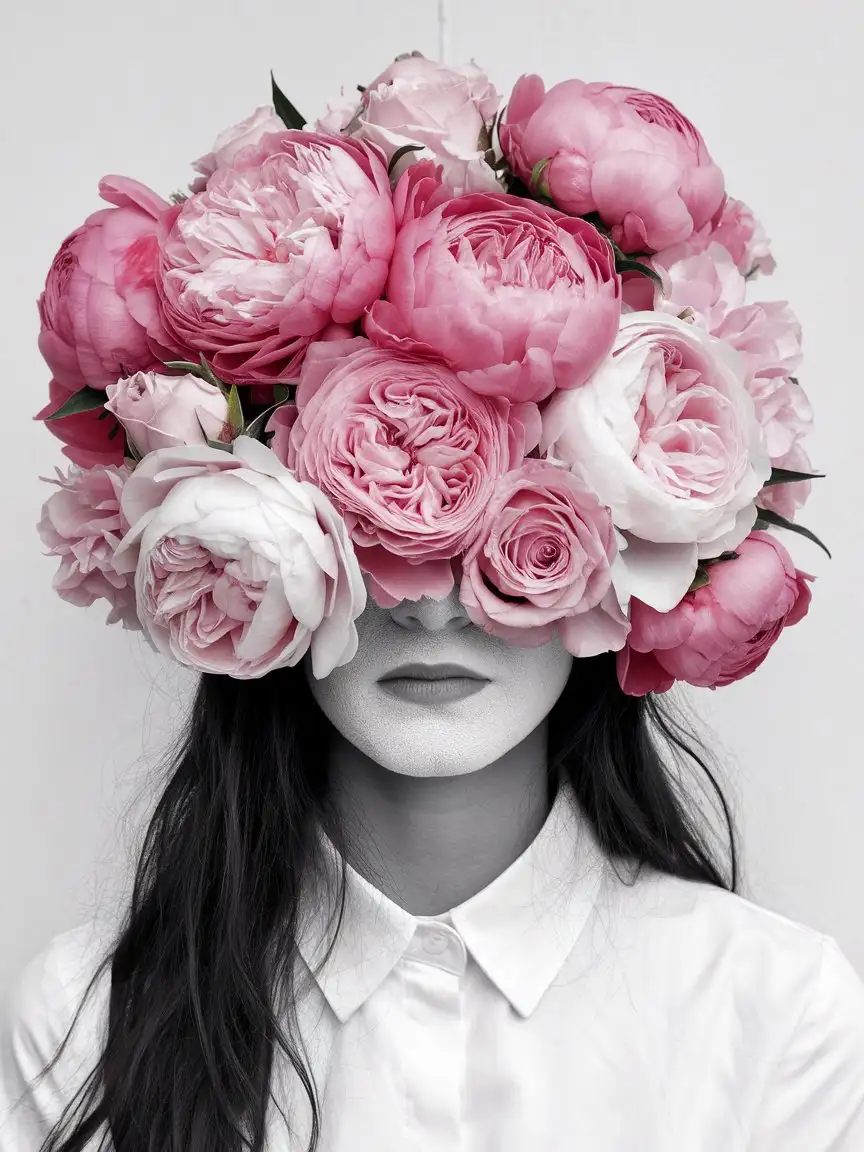 White-Woman-Portrait-with-Soft-Pink-Peonies-and-Roses-on-Head