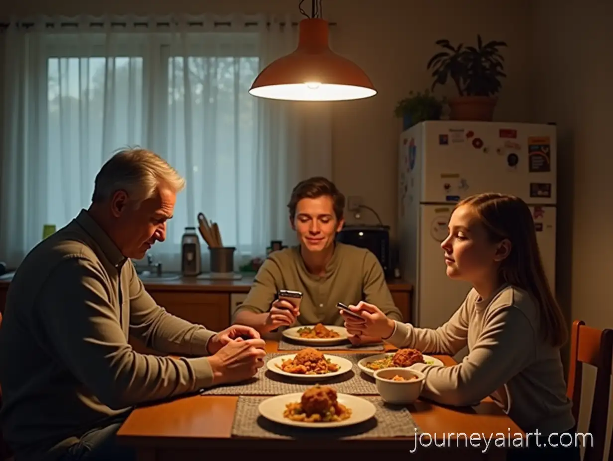 Cozy-Evening-Family-Dinner-in-Ukrainian-Kitchen-with-Parents-and-Teen-Children