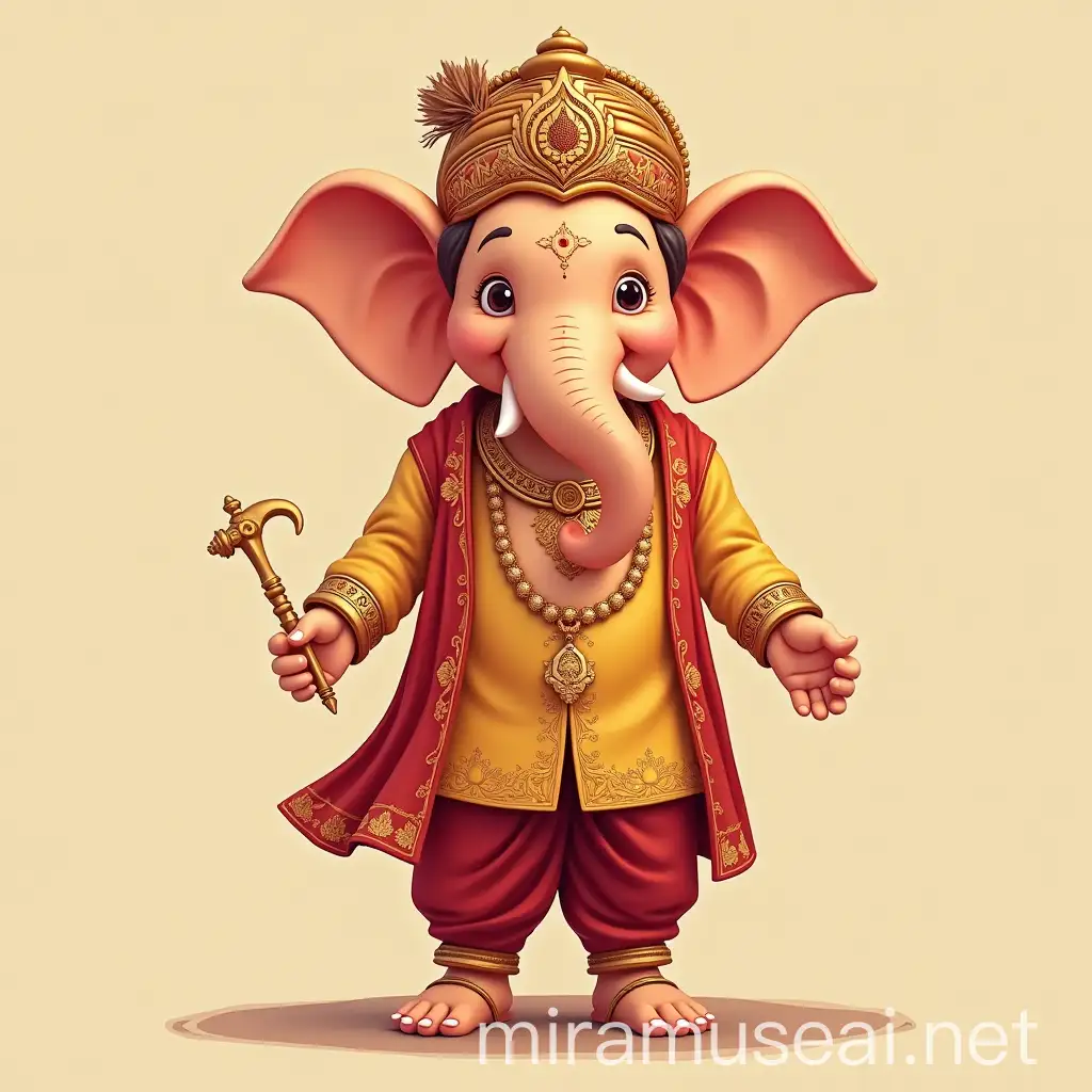 Cartoonish Ganesha Wearing Sherwani