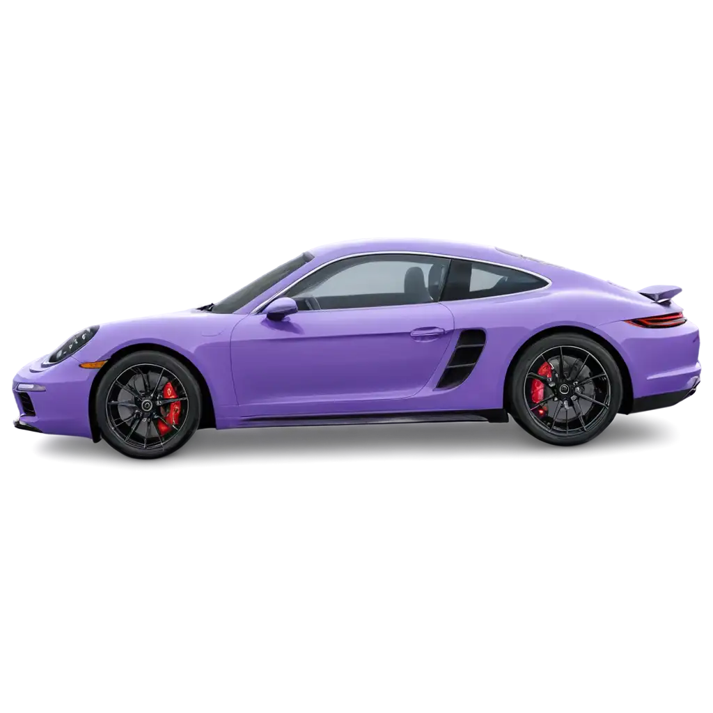 Porsche brand car seen in profile with purple colors