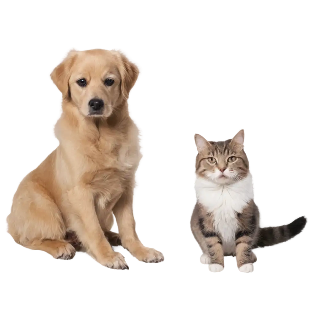 Sitting-Dog-and-Cat-PNG-Image-Harmony-of-Pets-in-Artistic-Composition