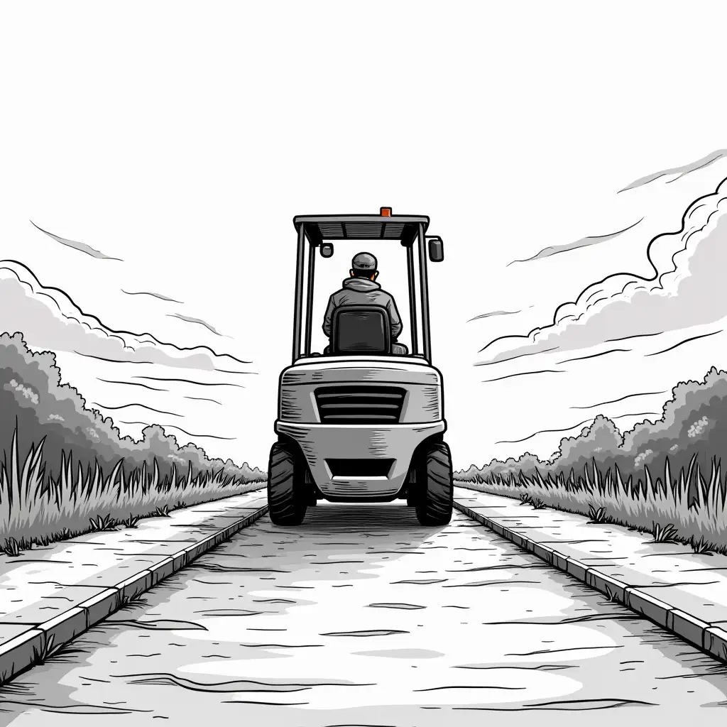 Forklift-Operator-Approaching-Uneven-Terrain-at-Sunset