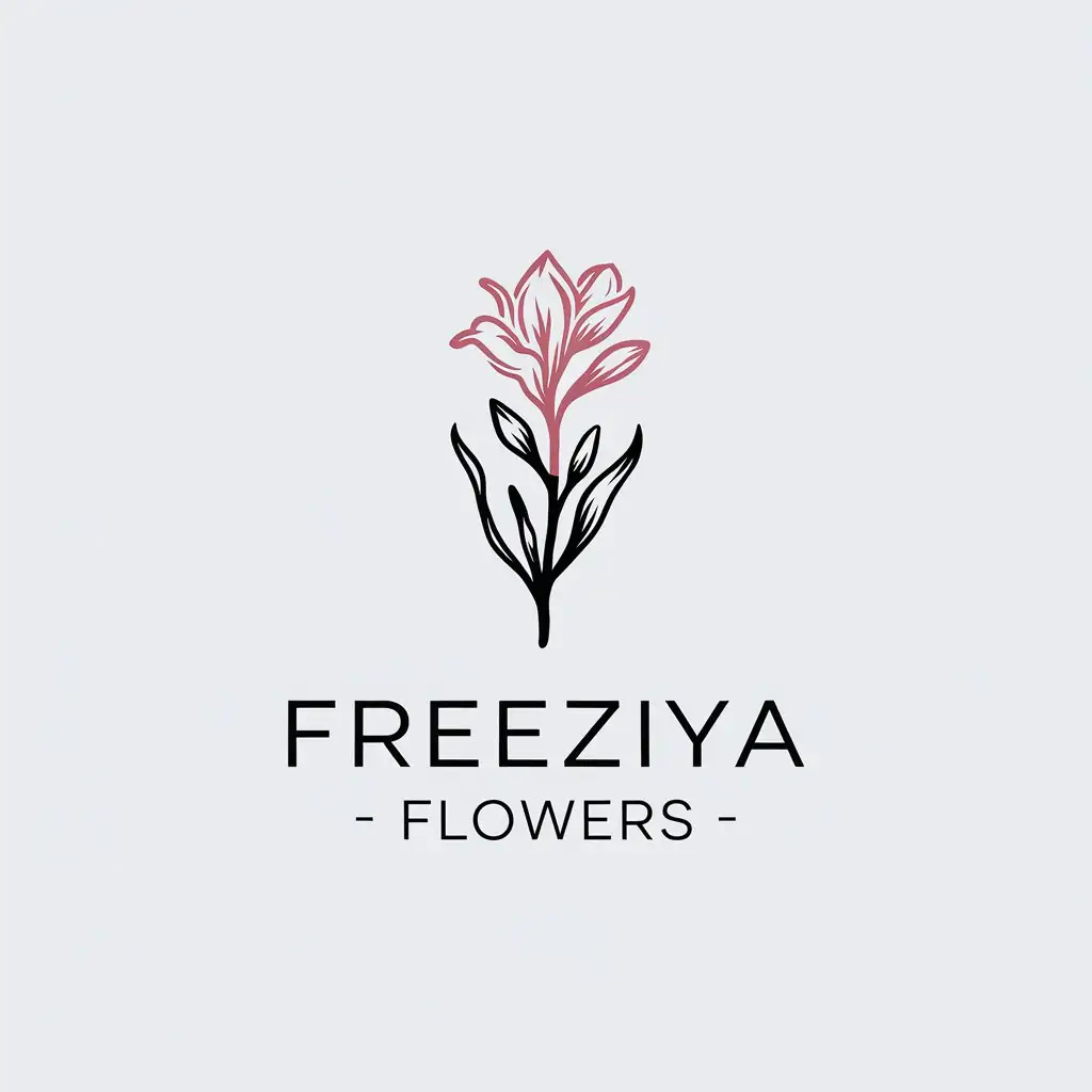 a vector logo design,with the text "Freeziya_flowers", main symbol:Freesia,Minimalistic,be used in Flowers industry,clear background