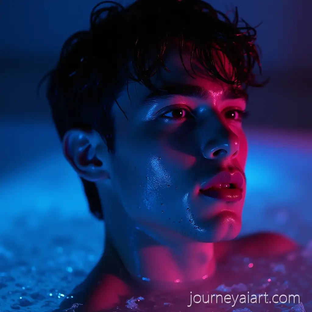 Young-Mans-Face-Illuminated-by-Neon-Lighting-with-WaterAI-Image-Prompt-Expansion-and-Bubbles