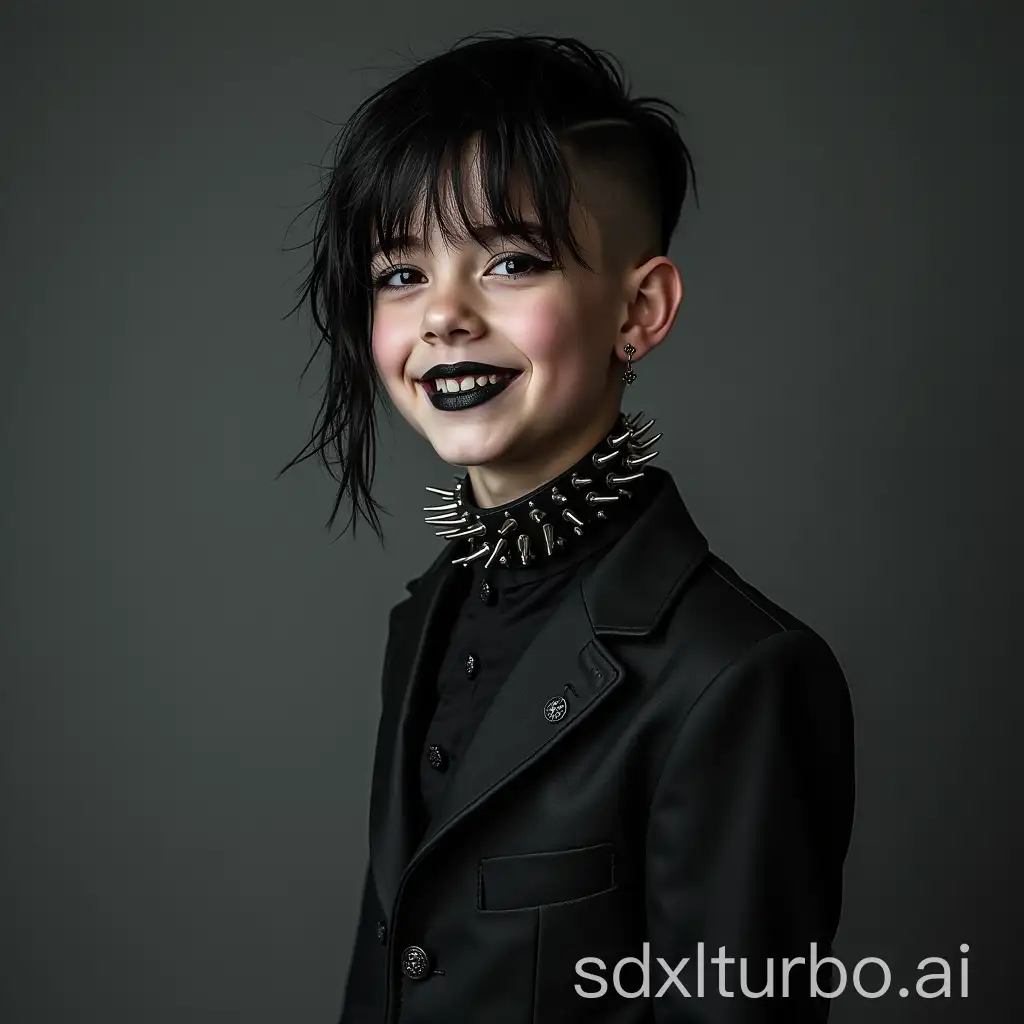 Young-Gothic-Boy-with-Black-Lipstick-and-Spiked-Collar-Smiling