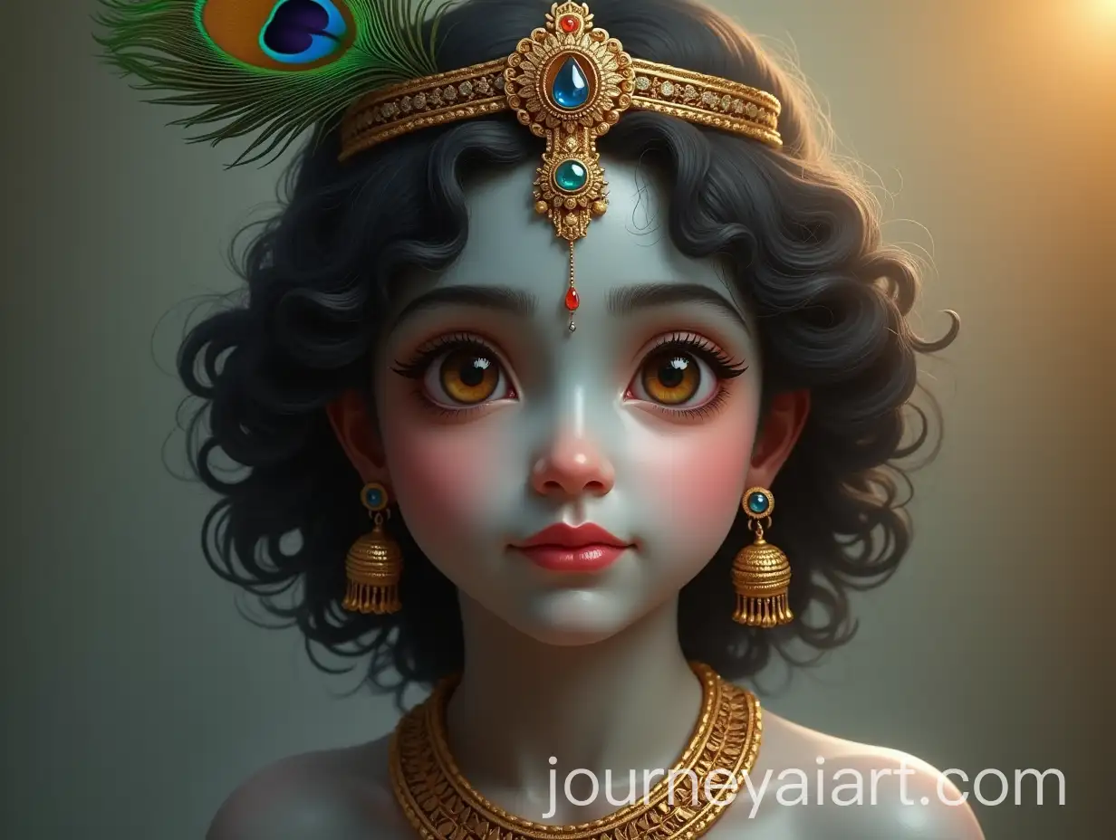 Young-Divine-Deity-with-Peacock-Feather-and-Golden-Jewelry