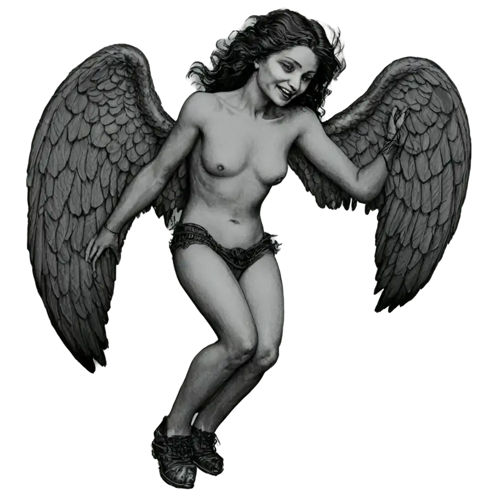 Stunning-Realistic-Black-and-White-PNG-of-a-Creepy-Fallen-Angel-with-a-Smile