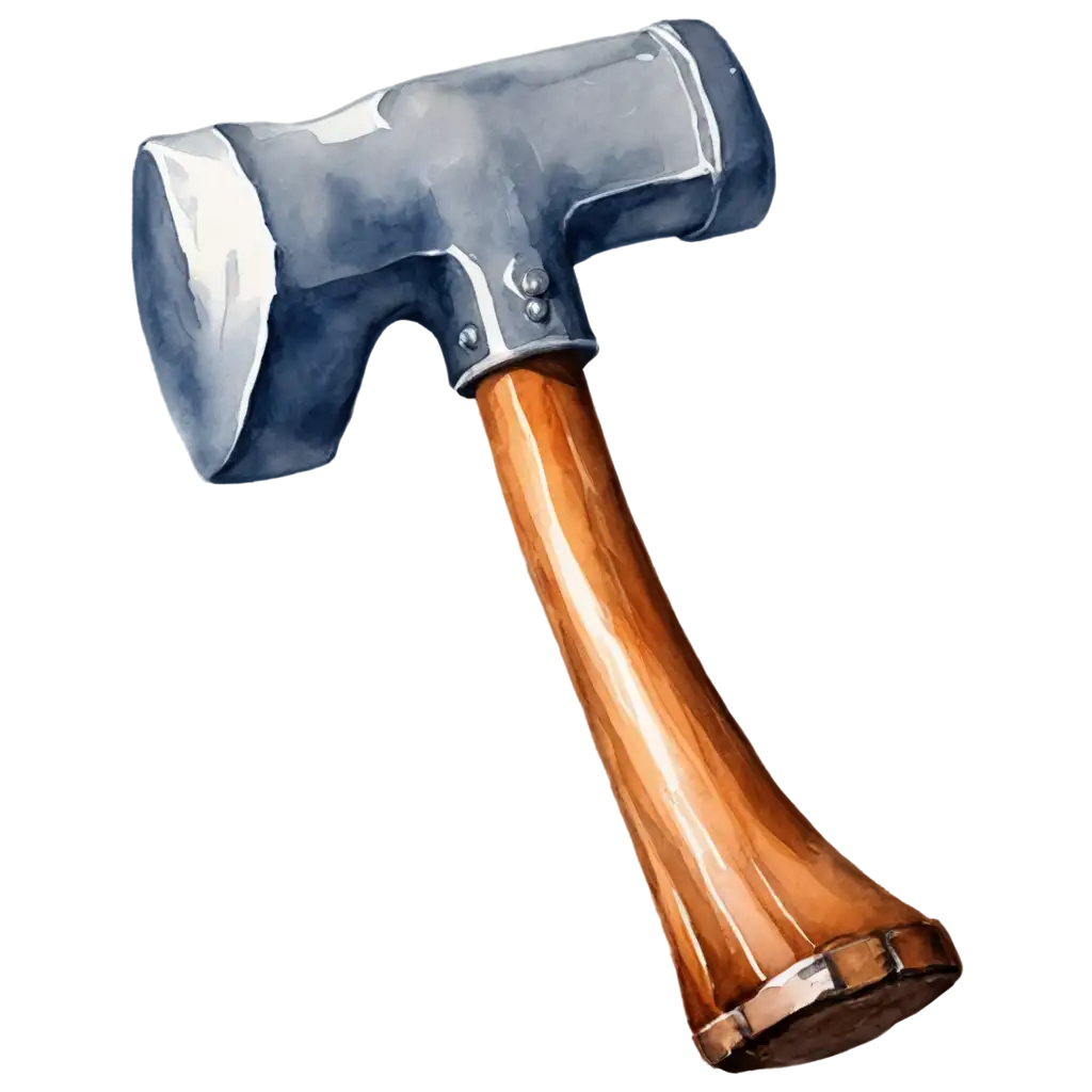 Watercolor-Hammer-PNG-Image-on-White-Background-HighQuality-Visual-Asset