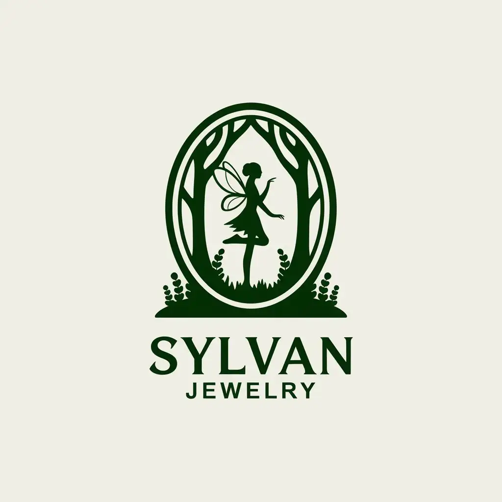 LOGO Design for Sylvan Jewelry Vector Logo Featuring a Fairy in a Forest for the Retail Industry