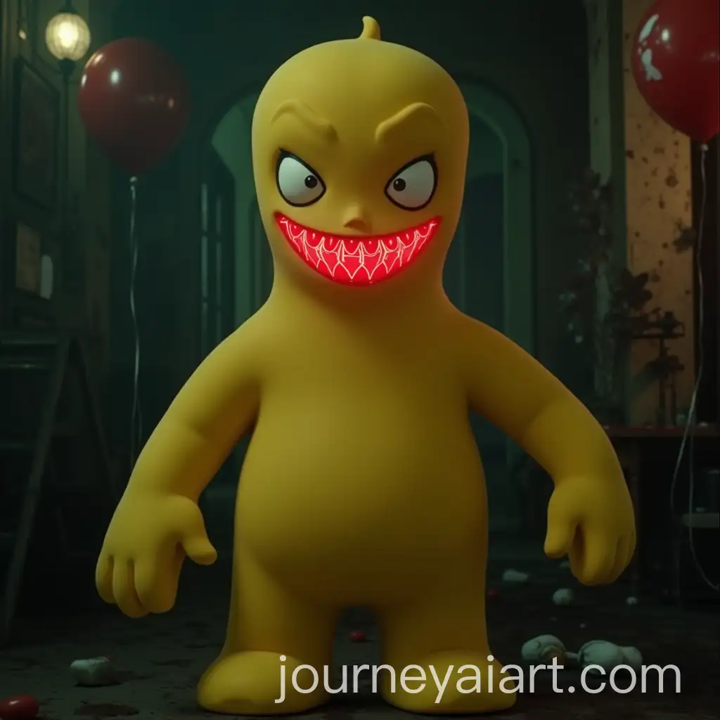 Eerie-Partygoer-in-Distorted-Backrooms-Environment-with-Haunting-Smile