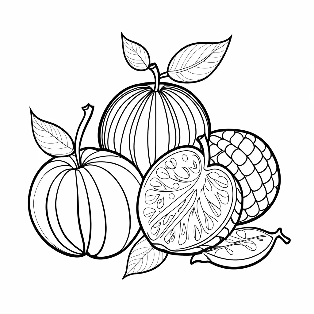 Icaco-Fruit-Coloring-Page-with-Simple-Line-Art-on-White-Background