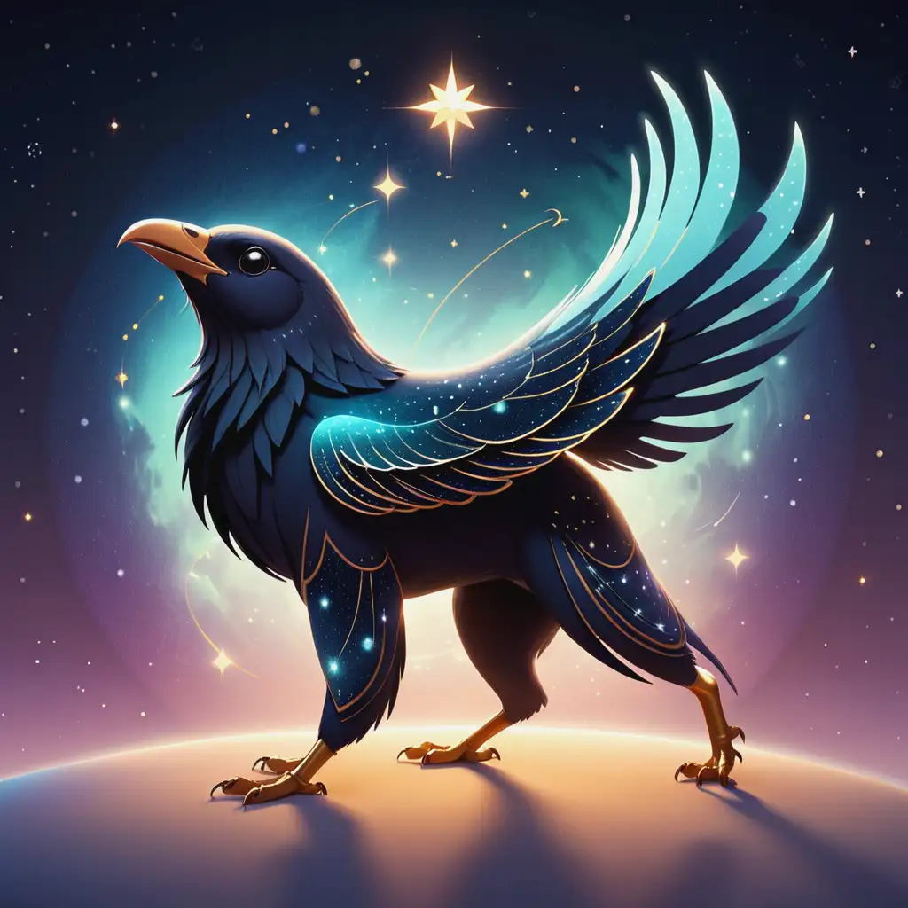 Majestic BirdShaped Star Constellation in Animated Style